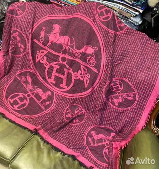 Платок шаль hermes и roberto cavalli шелк италия