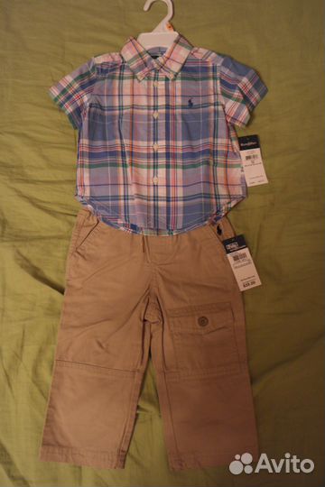 Новые летние брюки и рубашка Ralph Lauren 12мес