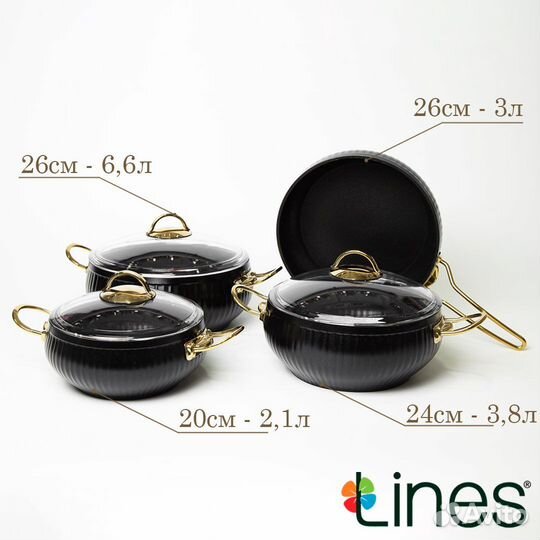 Набор кастрюли красные черные