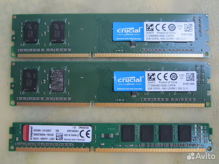 Оперативная память dimm DDR3 Crucial и Kingston