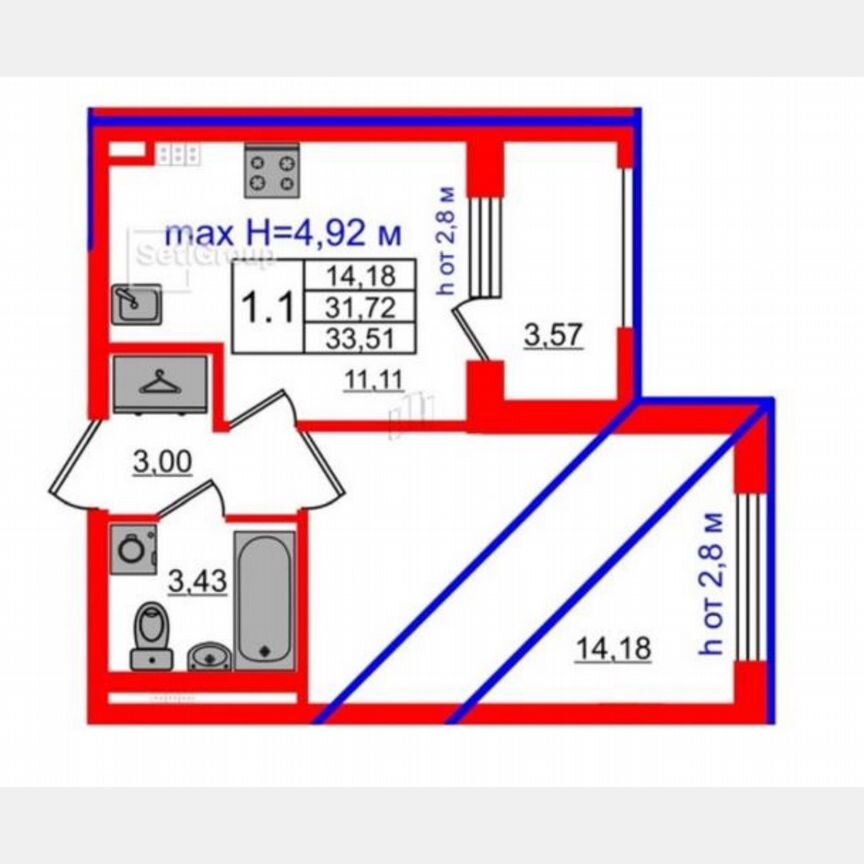 1-к. квартира, 31,7 м², 4/4 эт.