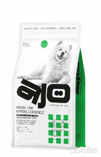 AJO Hypoallergenic корм для собак с олениной 12 кг