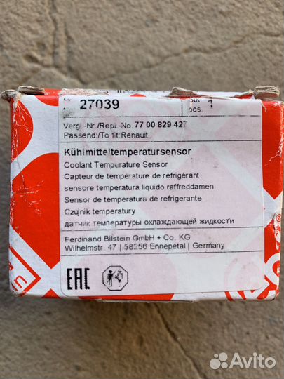 Температурный датчик renault 27039