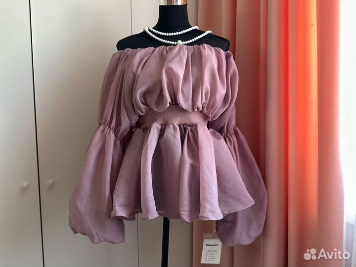 Шифоновая блузка из органзы объемная пышная