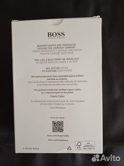 Трусы мужские hugo boss (3 шт. M)чёрные,белые, box