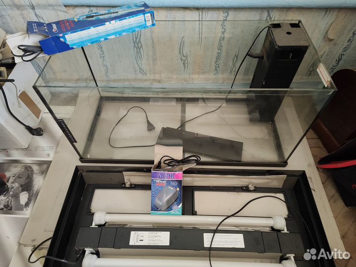 Аквариум с подсветкой термометром помпой 96л