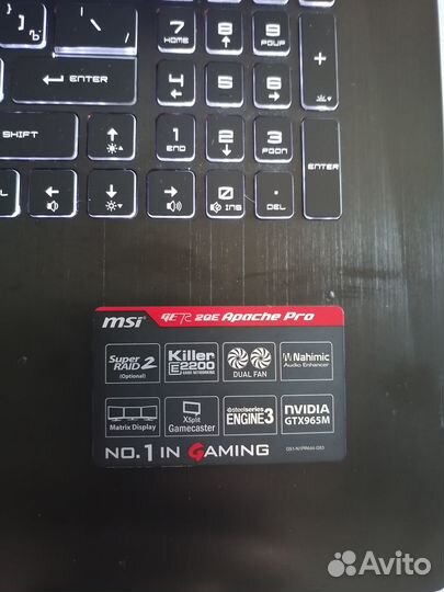 Ноутбук игровой 17.3 MSI GE72 2QE Apache Pro