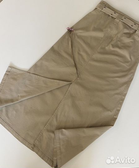 Женская юбка макси оливковая джинсовая миди