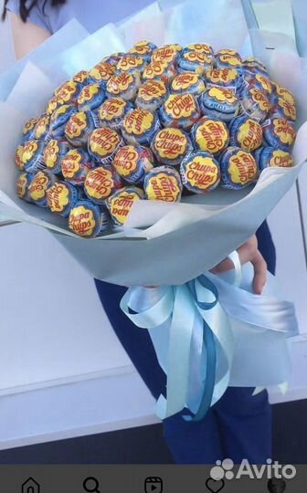 Букеты из чупа-чупсов, kinder, конфет, мармелада