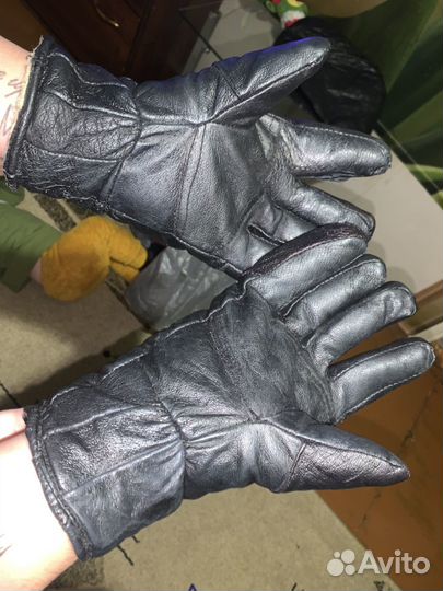 Мужские кожаные перчатки зимние новые