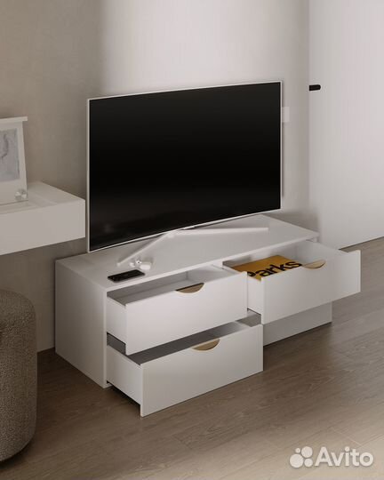 Напольная тв Тумба 120х40х40 Белая
