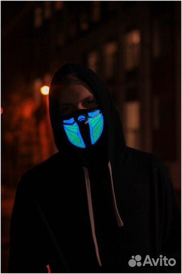Полумаска светящаяся техно