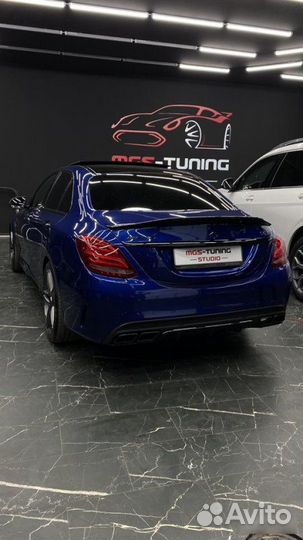 Диффузор+насадки C63 AMG Black Mercedes W205