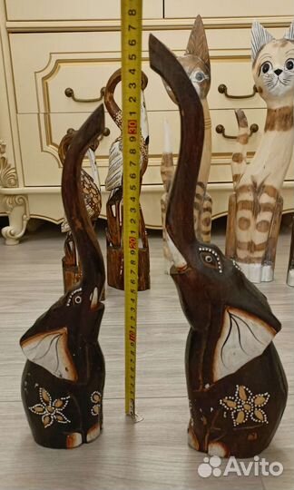 Статуэтки деревянные/Кошки/Слоны/Аисты