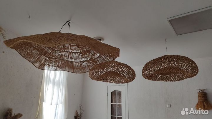 Светильники плетеные люстры