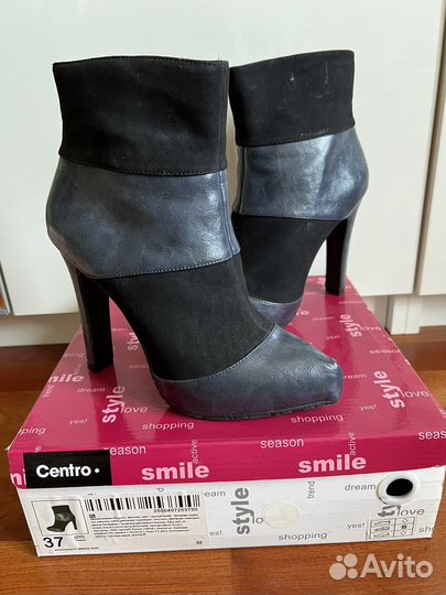Ботильоны черно/синие 37 размер