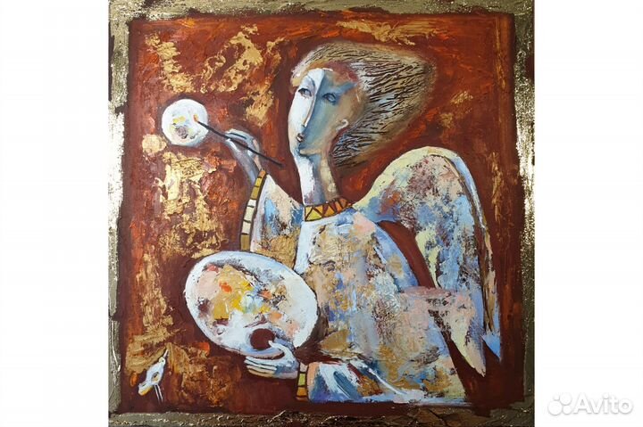 Картина Ангел и Солнце маслом на заказ 40х40 см