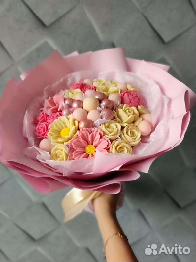 Съедобный букет из конфет, шоколад ручной работы