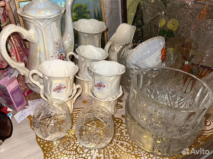 Посуда салатник хрусталь ваза пепельница рюмка