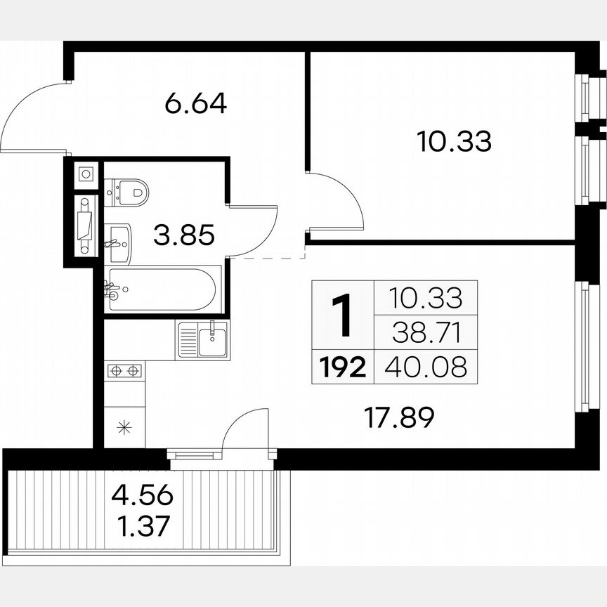 1-к. квартира, 40,1 м², 7/15 эт.