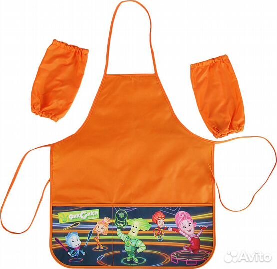 Фартук д/уроков труда Фиксики оранжевый, с нарукав
