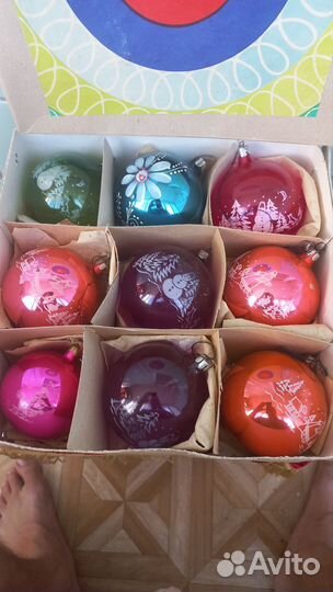 Елочные игрушки СССР большие Шары набор 9 шт