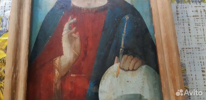 Икона Господь Вседержитель.Спас.Живопись.19 век