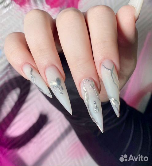 Ногти маникюр наращивание экстра crazy корейские