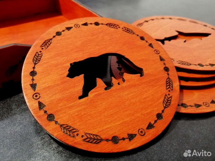 Набор подставок под кружки, стаканы в коробке