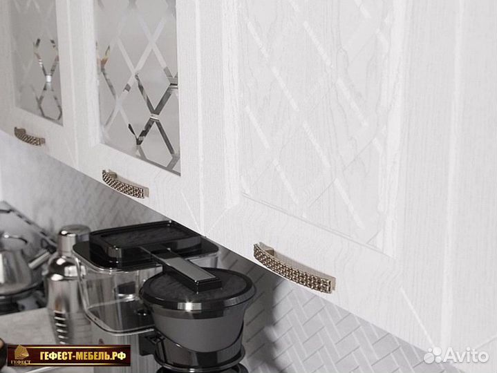 Кухня мдф белый трюфель 2метра