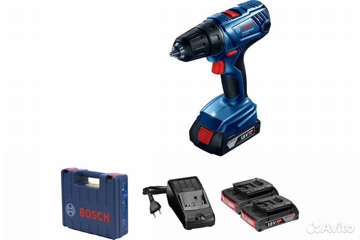 Шуруповерт bosch GSR 180-LI (2Ач), 18В 2*2Ач