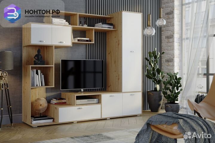 Стенка Диско дуб дикий / белый