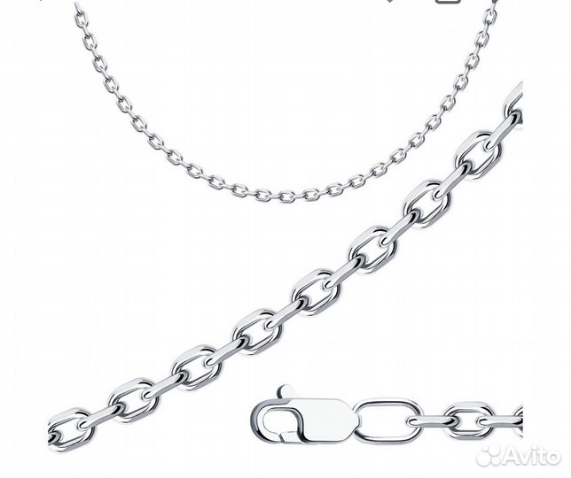 Цепь мужская из серебра 925, плетение якорное