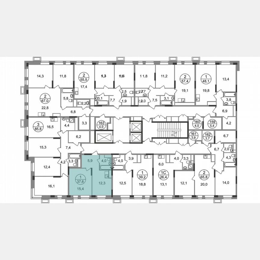 1-к. квартира, 37,6 м², 14/19 эт.