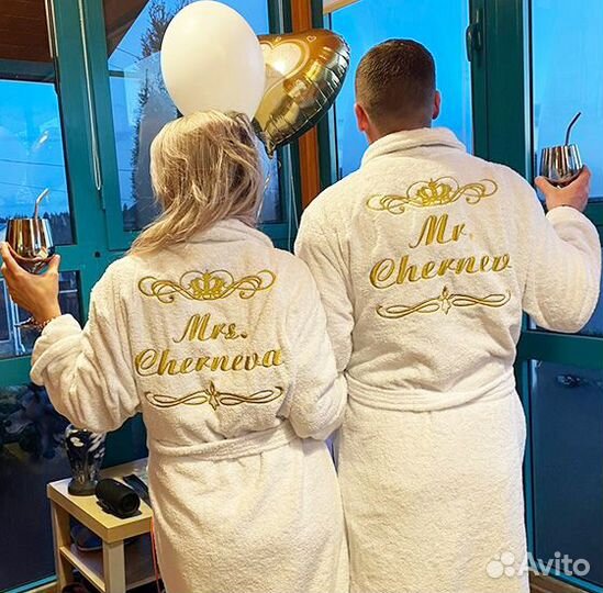 Махровый халат с именной вышивкой на заказ