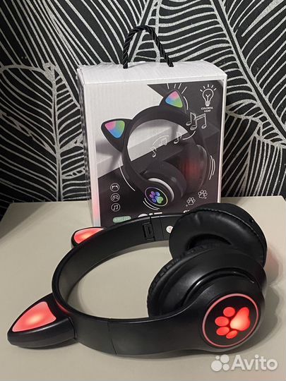 Детские беспроводные наушники с кошачьими ушками