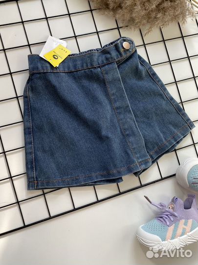 Джинсовые шорты юбка для девочки 98-122