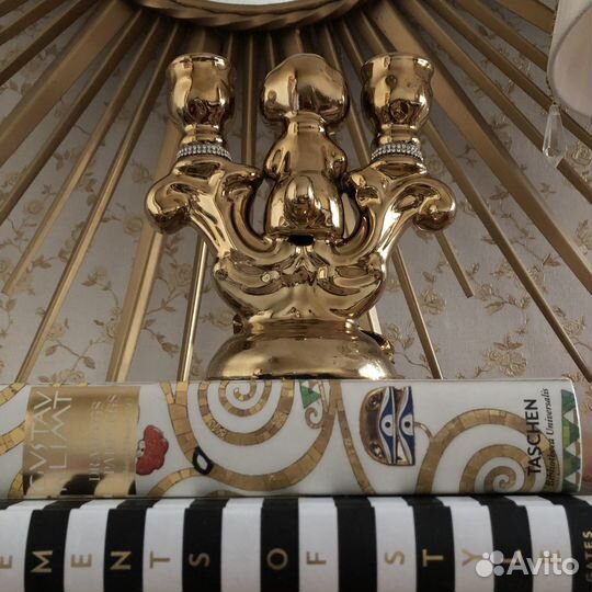 Подсвечник золотой новый со стразами