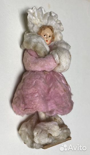 Елочная игрушка барышня с муфтой артель Изокульт
