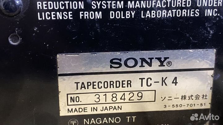Магнитофон Sony TC-K4