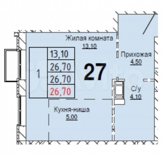 Квартира-студия, 26,6 м², 4/4 эт.
