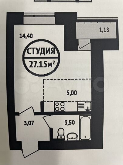 Квартира-студия, 27,1 м², 12/16 эт.