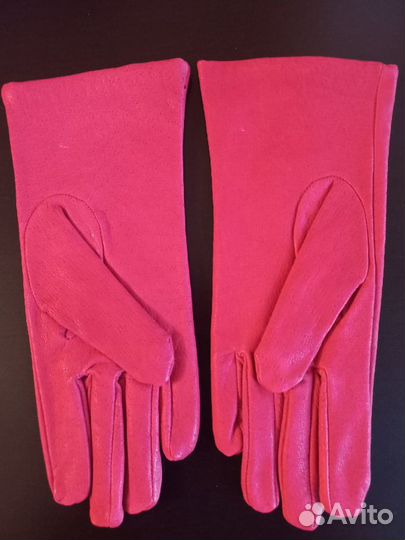 Перчатки красные из СССР,размер S,кожа