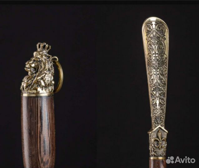 Ложка для обуви длинная латунная, новая