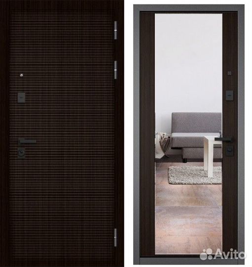 Дверь входная металлическая с зеркалом