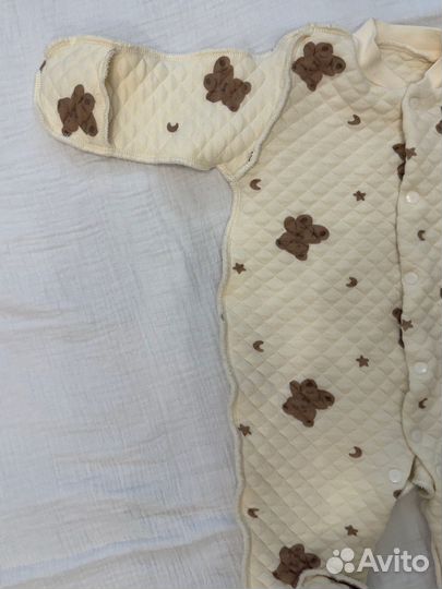 Утепленный комбинезон слип 56 размер с мишками