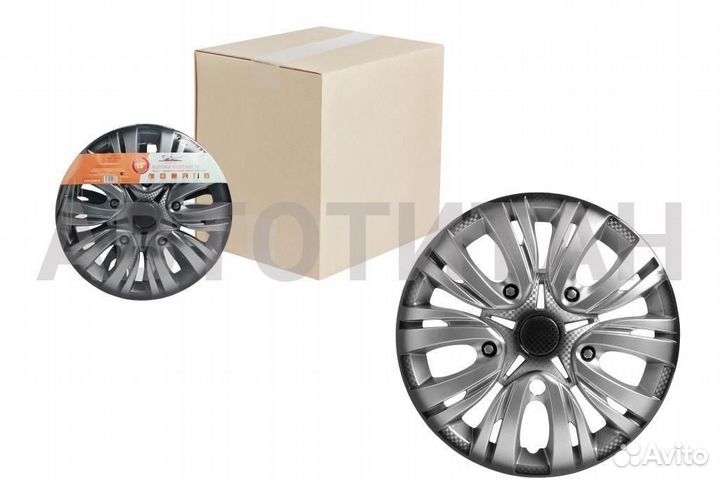 Колпаки колесные 15 Лион +, серебристо-черный, кар