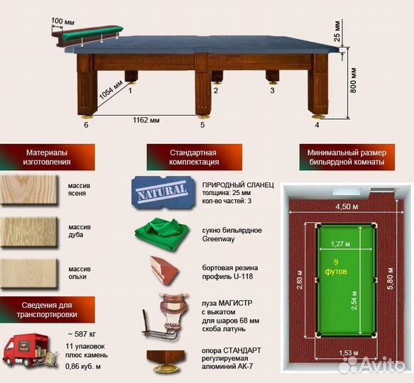 Бильярдный стол 9 фт 
