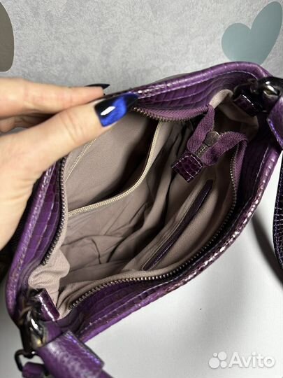 Сумка натуральная кожа ярко фиолетового цвета