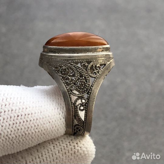 Серебряный перстень с Янтарем. Винтаж
